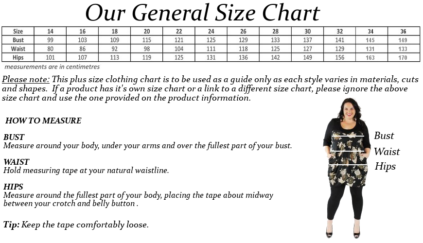 Size Chart Wrap Plus Size Clothing